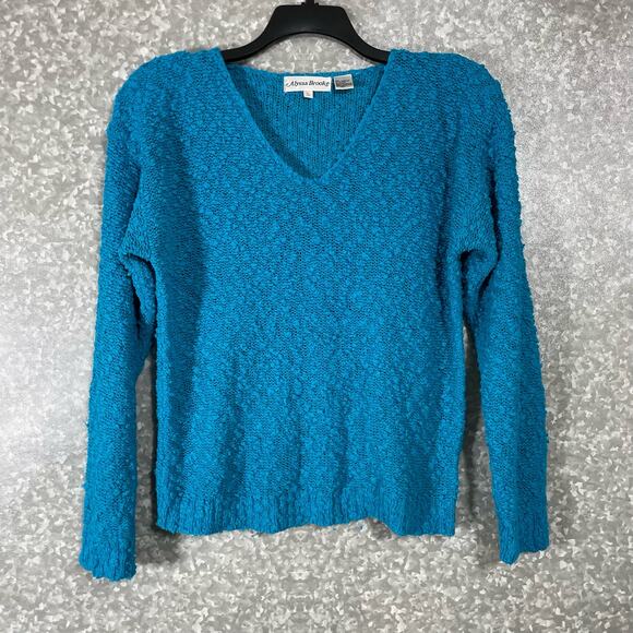 Alyssa Brooks Women's Vintage Bright Blue Boucle Sweater - Size Large - Cozycore - Picture 1 of 5